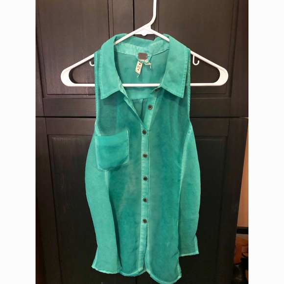 Free People Sheer Green Tank — We the Free - Picture 3 of 4